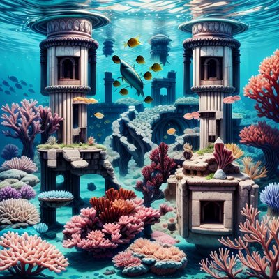 Sunken Coral City Fantasy QR Code Art
