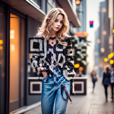 Street Fashion Woman Portrait QR Code for Posters