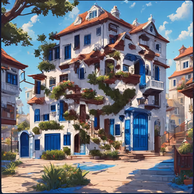 Blue Door White House Painting QR Code for Posters — image 1