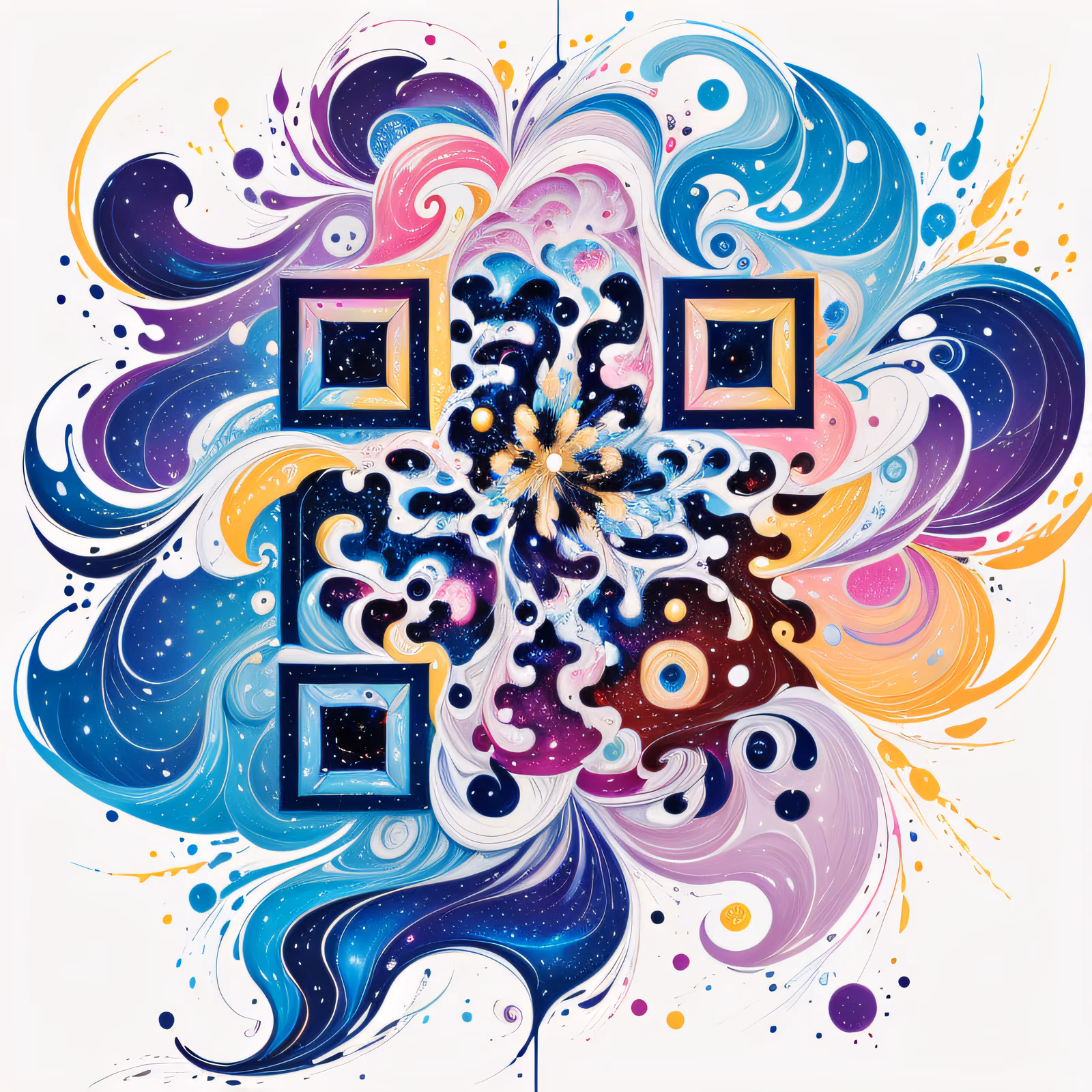 Небесная мандала галактики: QR-код в стиле космического искусства — изображение 1