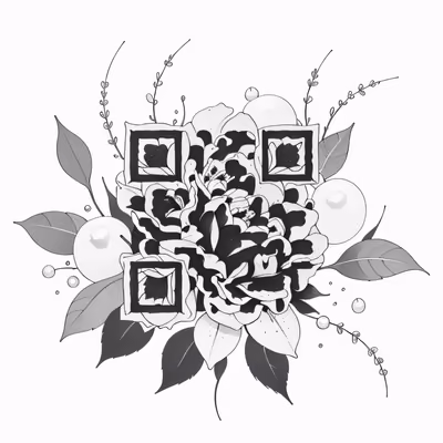 Gardenia and Pearls Ink Tattoo QR Code for Temporary Tattoos — image 1