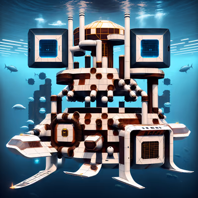 Ретрофутуристическая подводная станция: QR-код для постеров — изображение 1