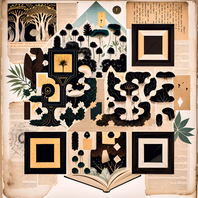Forest Mushroom Paper Collage QR Code Art — image 1