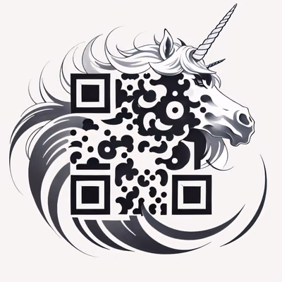 Голова единорога, тату тушью: QR-код для временных татуировок — изображение 1