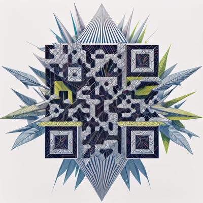 Тесселяция из колючих листьев: геометрический QR-код для постеров — изображение 1