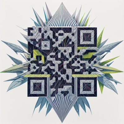 Spiky Leaf Tessellation Geometric QR Code for Posters