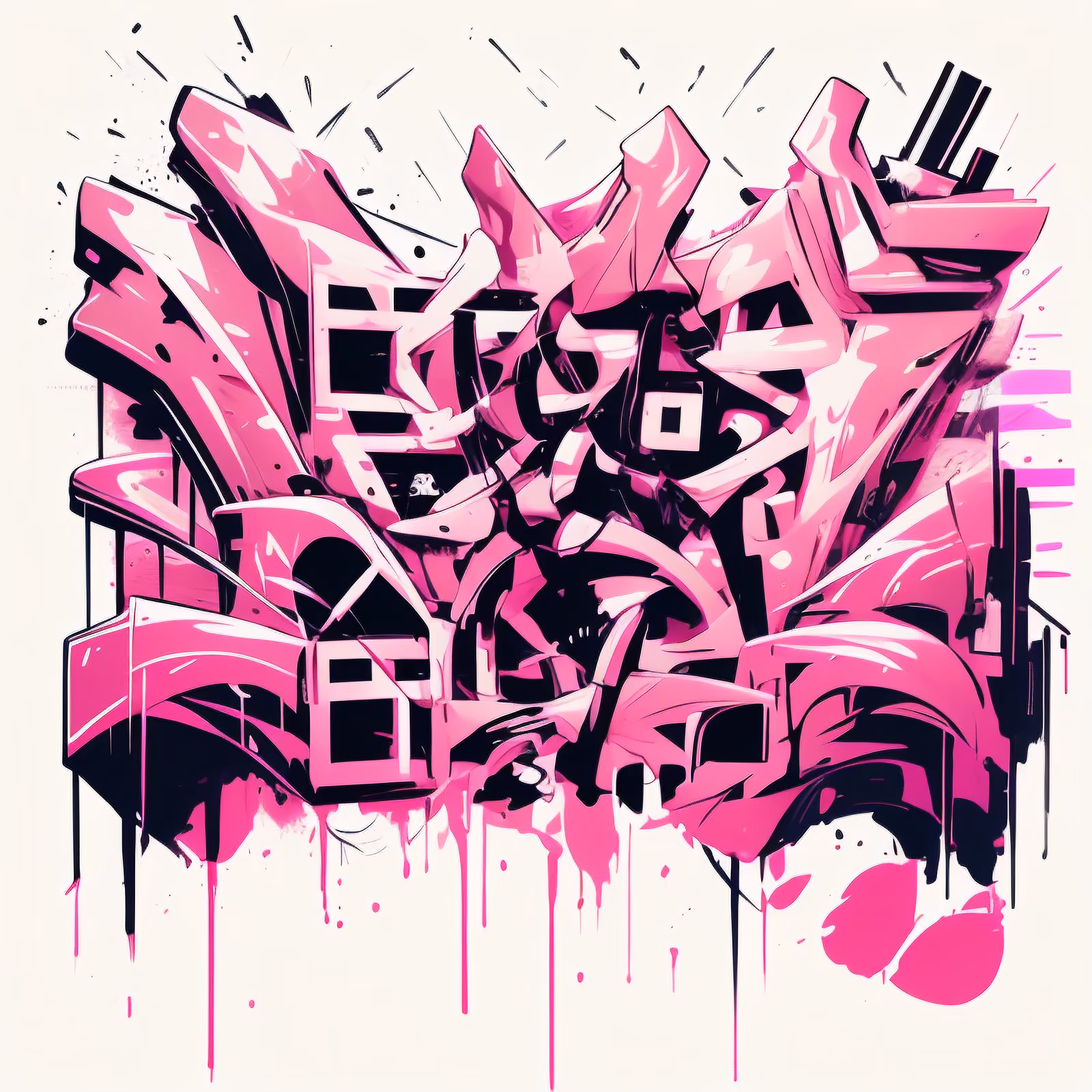 Pink Wildstyle Graffiti Lettering Stylized Illustration QR Code for Apparel — image 1