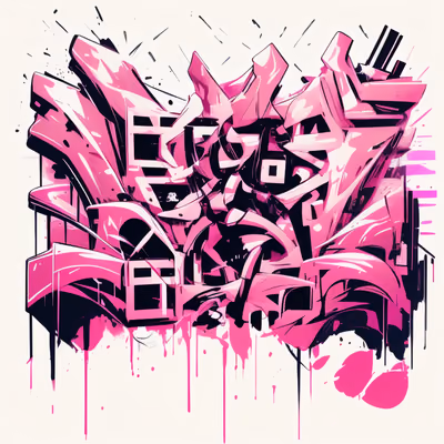 Pink Wildstyle Graffiti Lettering Stylized Illustration QR Code for Apparel — image 1