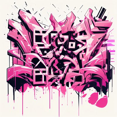 Pink Wildstyle Graffiti Lettering Stylized Illustration QR Code for Apparel