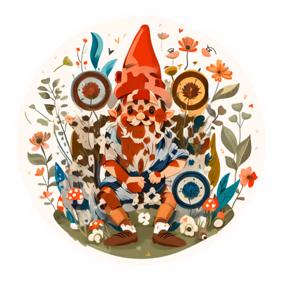 花园地精矢量插画二维码艺术,适用于贴纸 — 图片 1