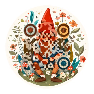 Garden Gnome Vector Illustration QR Code for Stickers