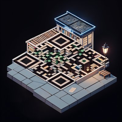 Isometric Street Bookstall Diorama QR Code for Posters