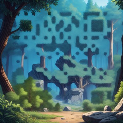 Misty Cartoon Forest Clearing QR Code Art