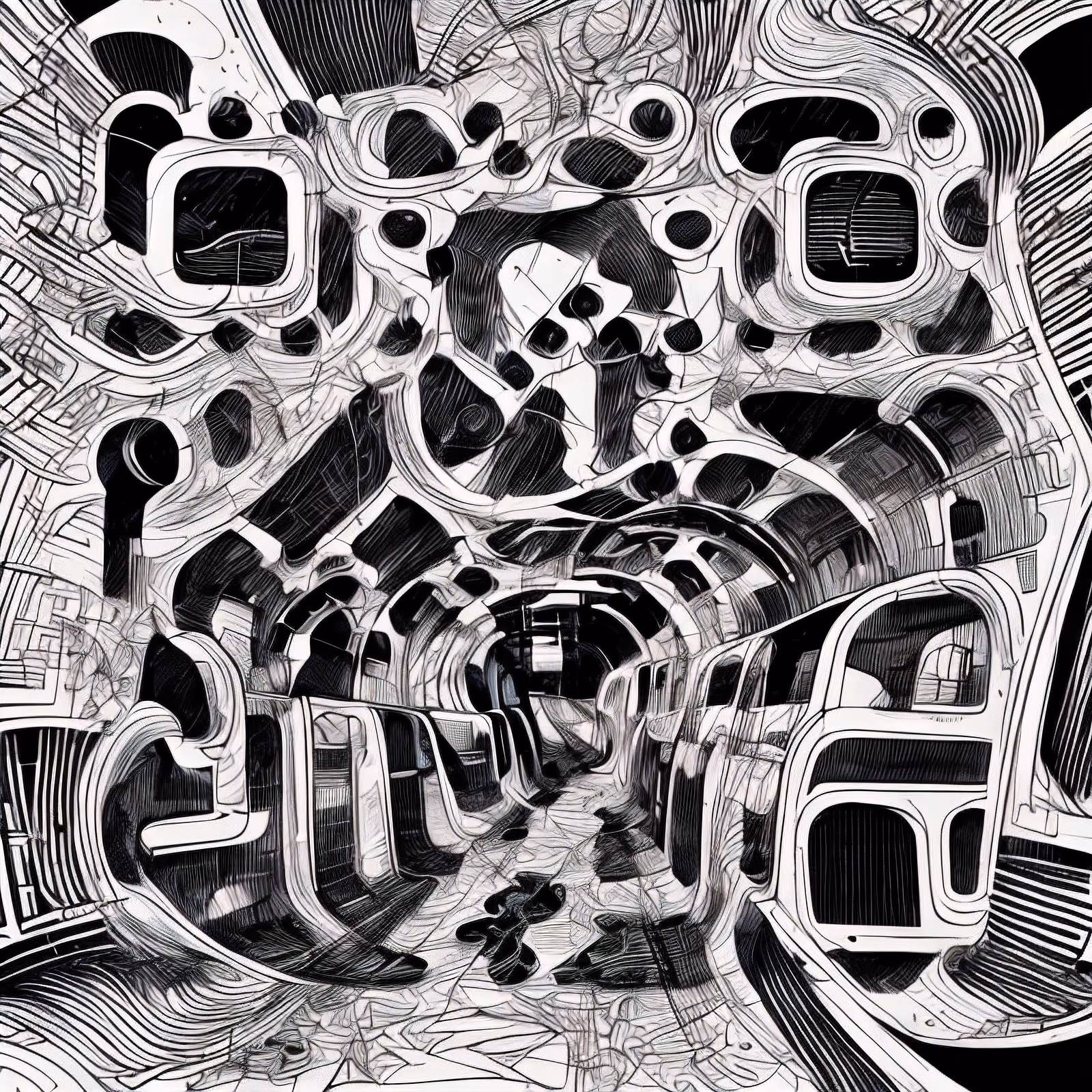 Subway Tunnel Zentangle Ink QR Code for Posters — image 1
