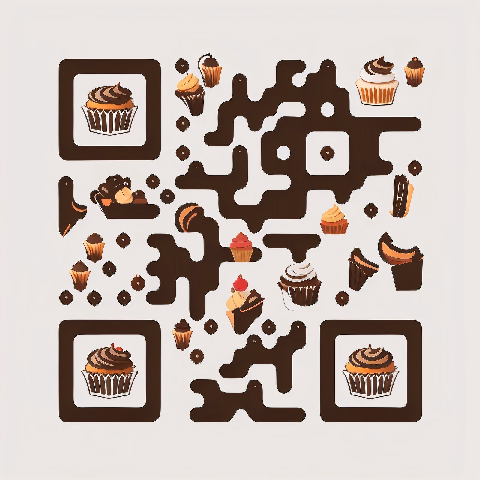 Chocolate Cupcake Icon Vector QR Code for Packaging — image 1