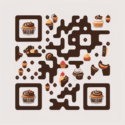 Chocolate Cupcake Icon Vector QR Code for Packaging — image 1