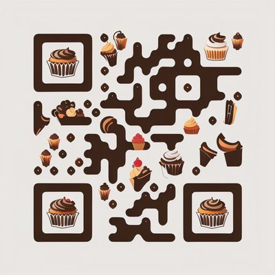 Chocolate Cupcake Icon Vector QR Code for Packaging