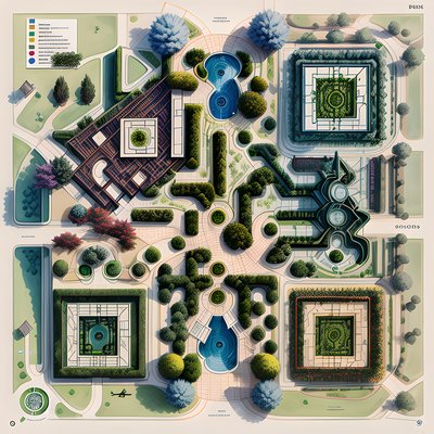 Top View Botanical Park Map QR Code for Posters