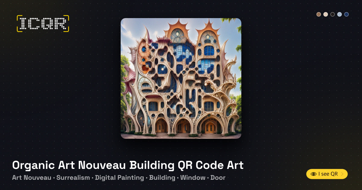 Organic Art Nouveau Building QR Code Art • ICQR