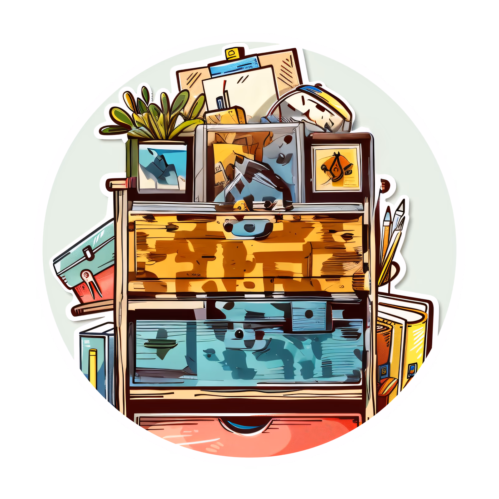 Filing Cabinet Vector Illustration QR Code for Stickers — image 1