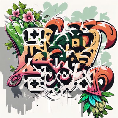 Floral Graffiti Lettering QR Code for Apparel