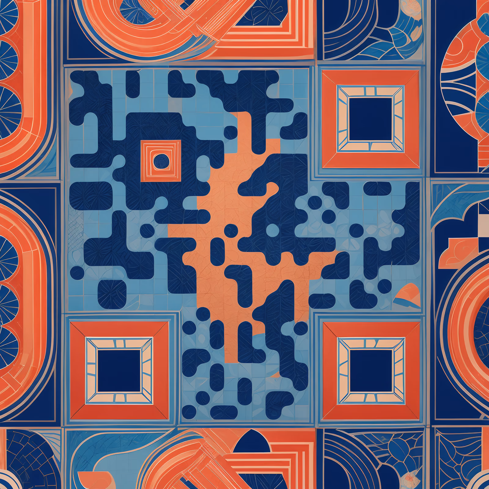 Испанская плитка с геометрическим узором: QR-код — изображение 1
