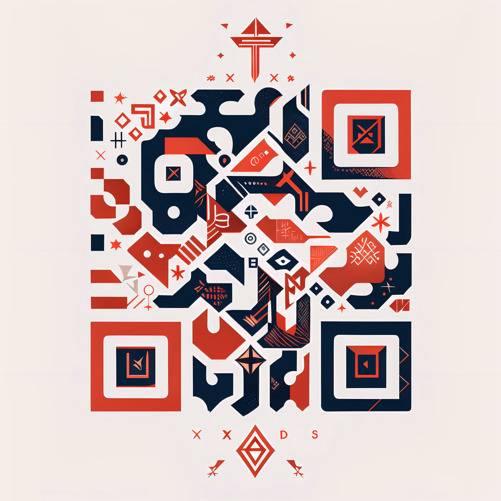 Красные и синие руны: абстрактный QR-код — изображение 1