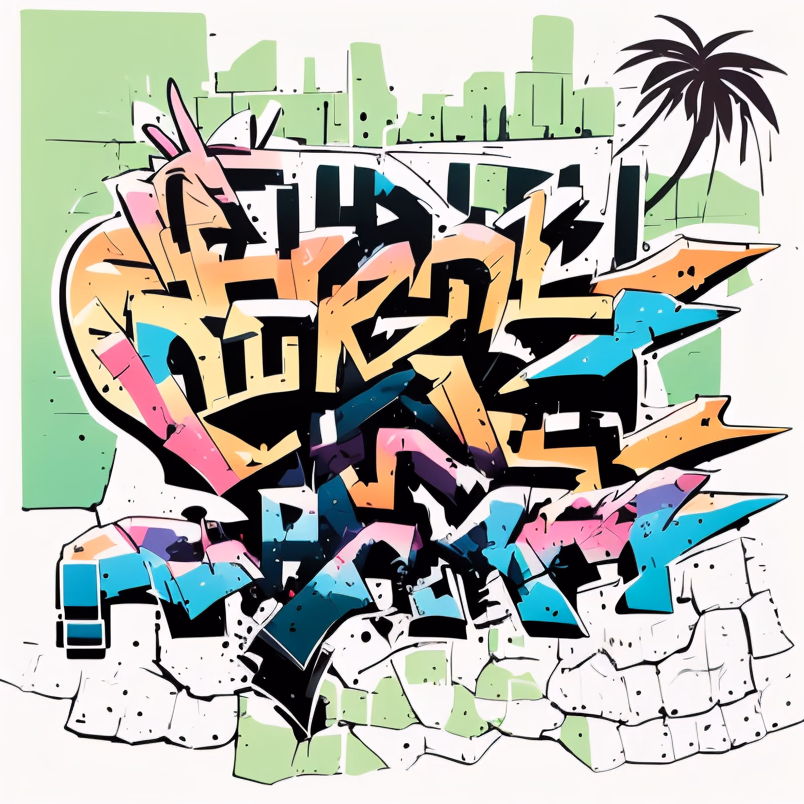 Wildstyle Graffiti Lettering City QR Code for Stickers — image 1
