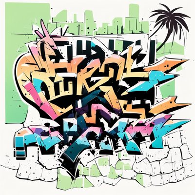 Wildstyle Graffiti Lettering City QR Code for Stickers