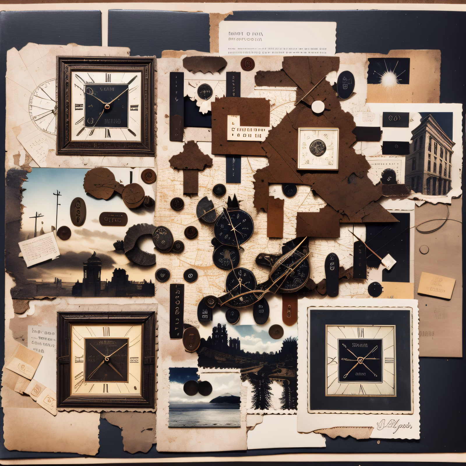 Vintage Clock Paper Collage QR Code Art — image 1