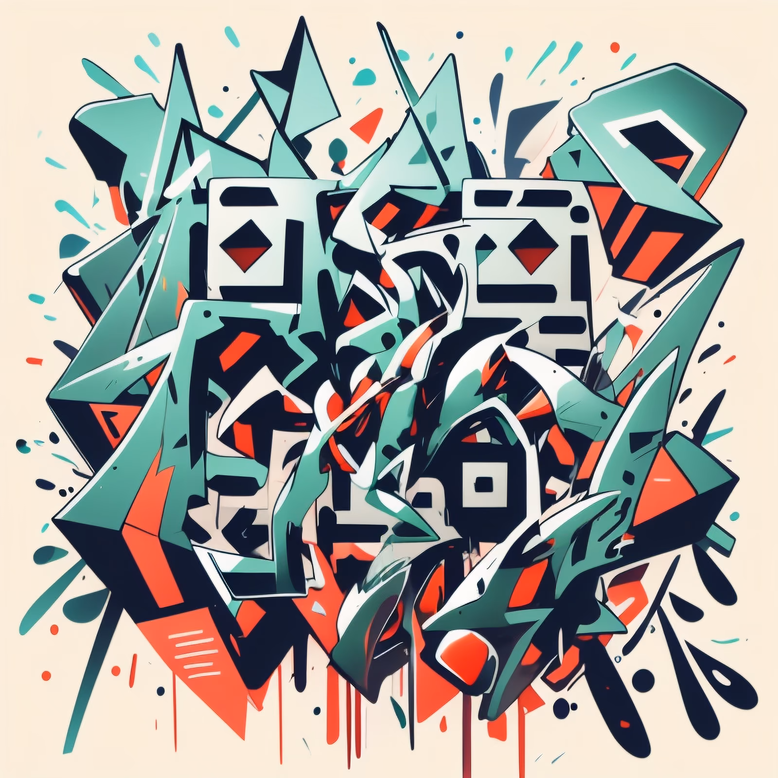 Wildstyle Graffiti Lettering QR Code for Apparel — image 1