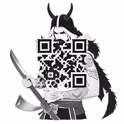 Викинг-воин в стиле татуировки чернилами: QR-код для одежды — изображение 1
