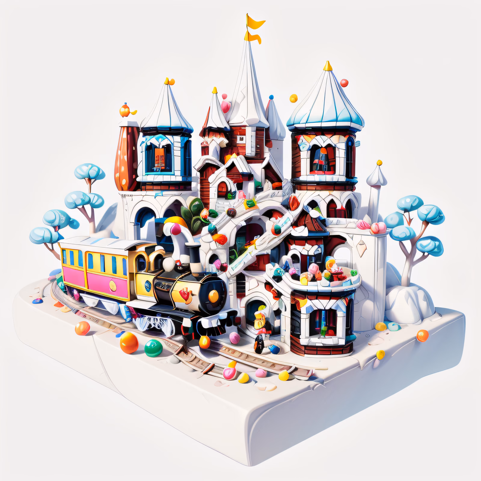 Candy Castle Toy Train 3D QR Code for Posters — image 1