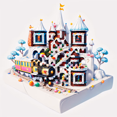 Candy Castle Toy Train 3D QR Code for Posters — image 1