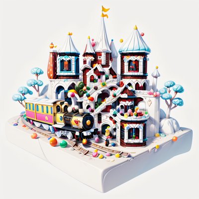 Candy Castle Toy Train 3D QR Code for Posters