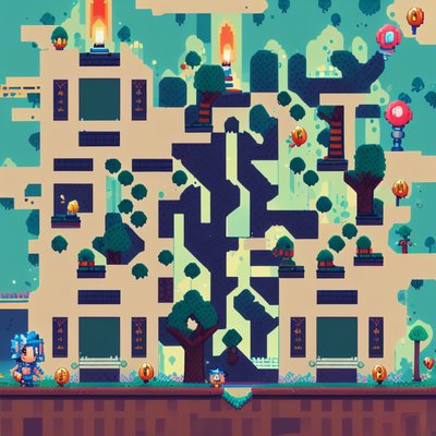Pixel Art Platformer Level QR Code for Posters