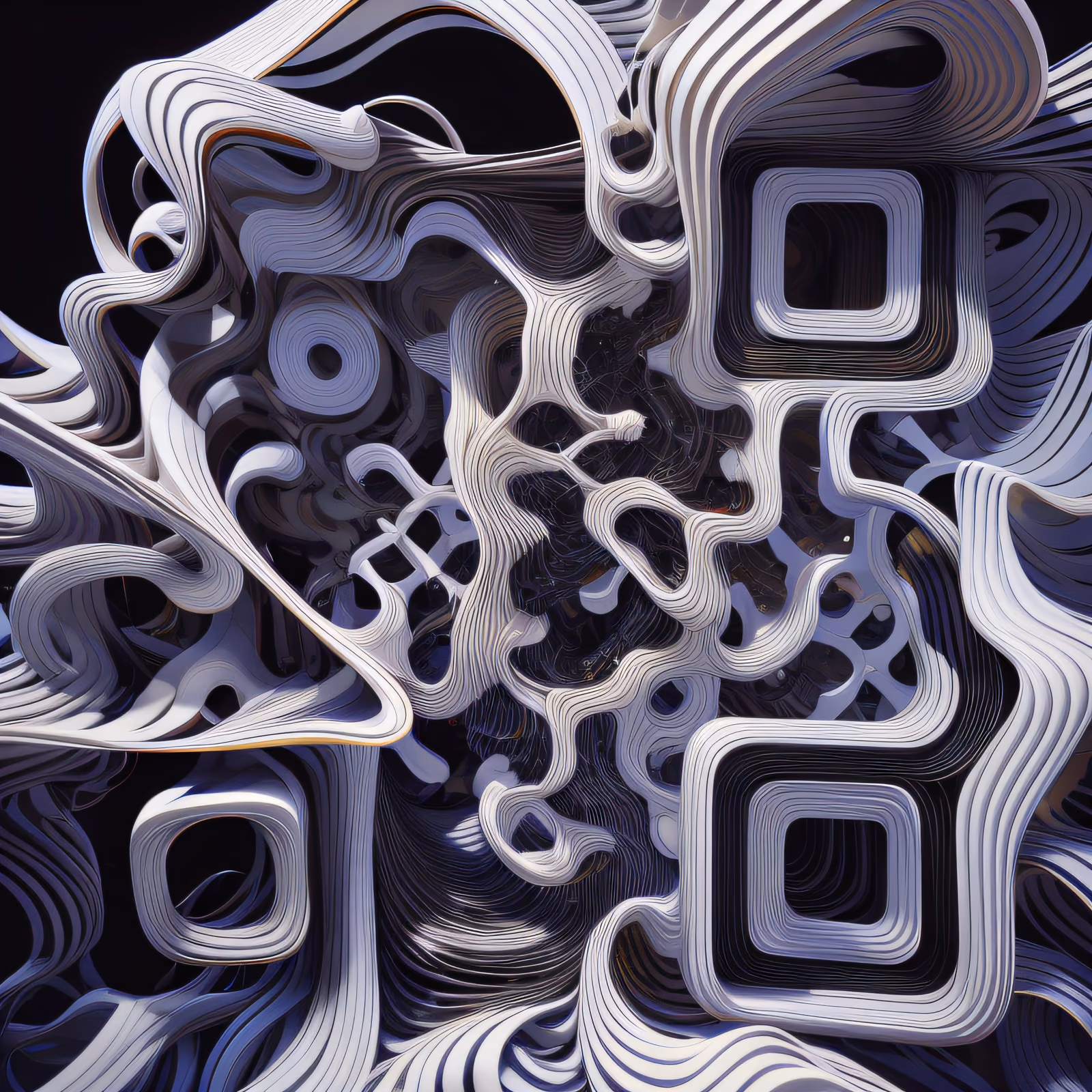 Layered White Ribbon 3D Abstract QR Code Art — image 1