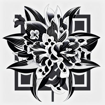 Orchid Tattoo Vector QR Code for Temporary Tattoos