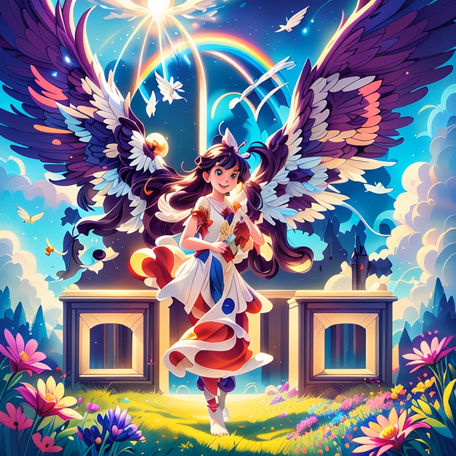 Winged Girl Meadow Fantasy QR Code for Book Covers — image 1