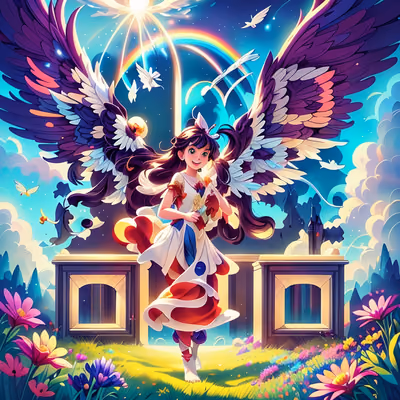 Winged Girl Meadow Fantasy QR Code for Book Covers — image 1