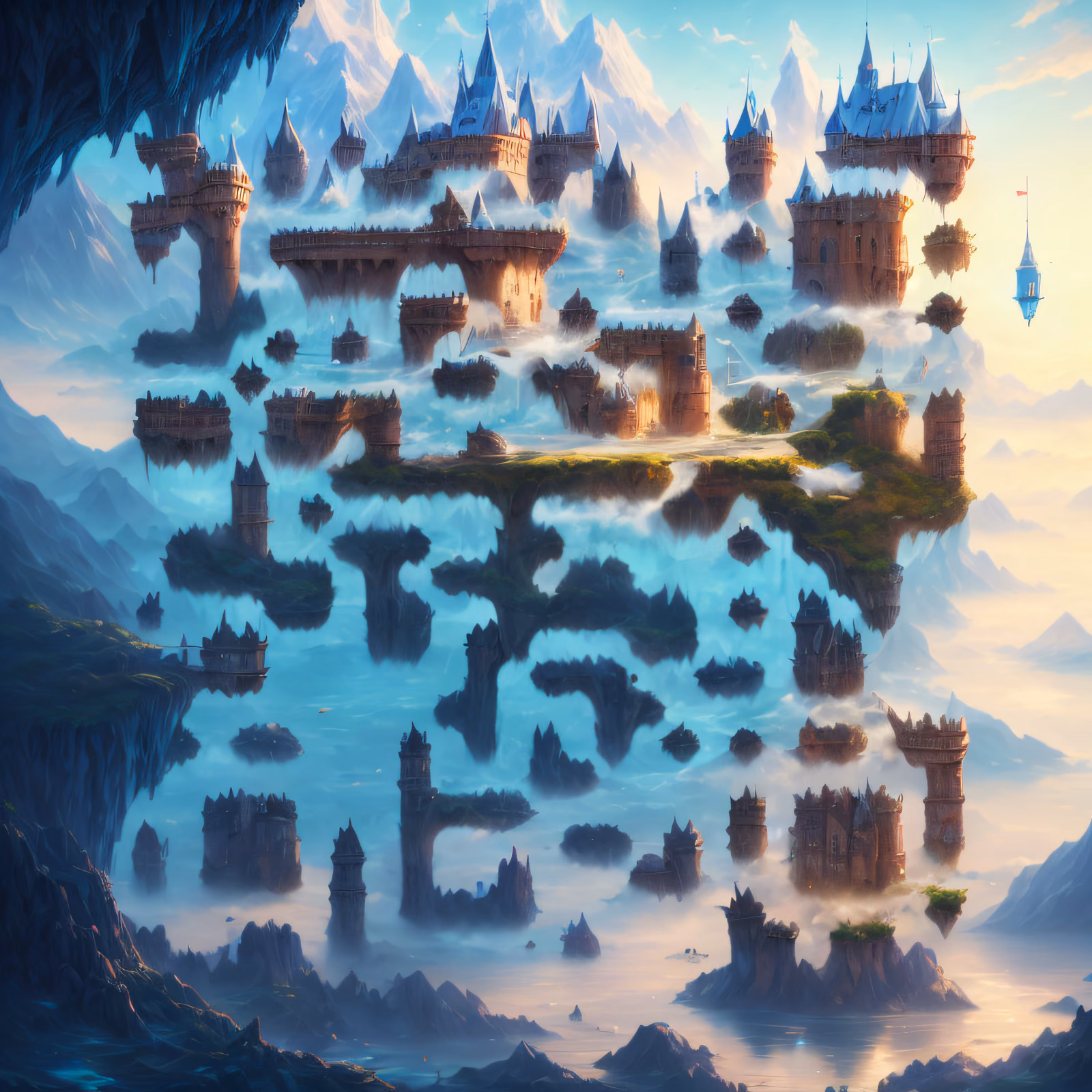 Floating Castle Islands Matte Painting QR Code Art — image 1