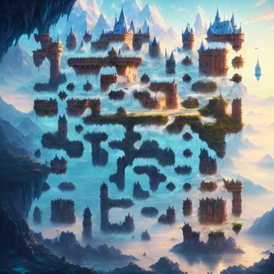 Floating Castle Islands Matte Painting QR Code Art