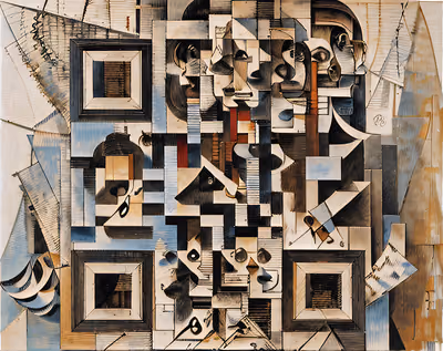 Fragmented Faces Cubist Portrait QR Code Art — image 1
