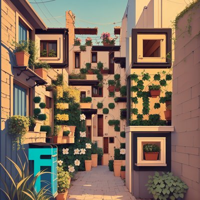 European Alleyway Retro Vector QR Code Art