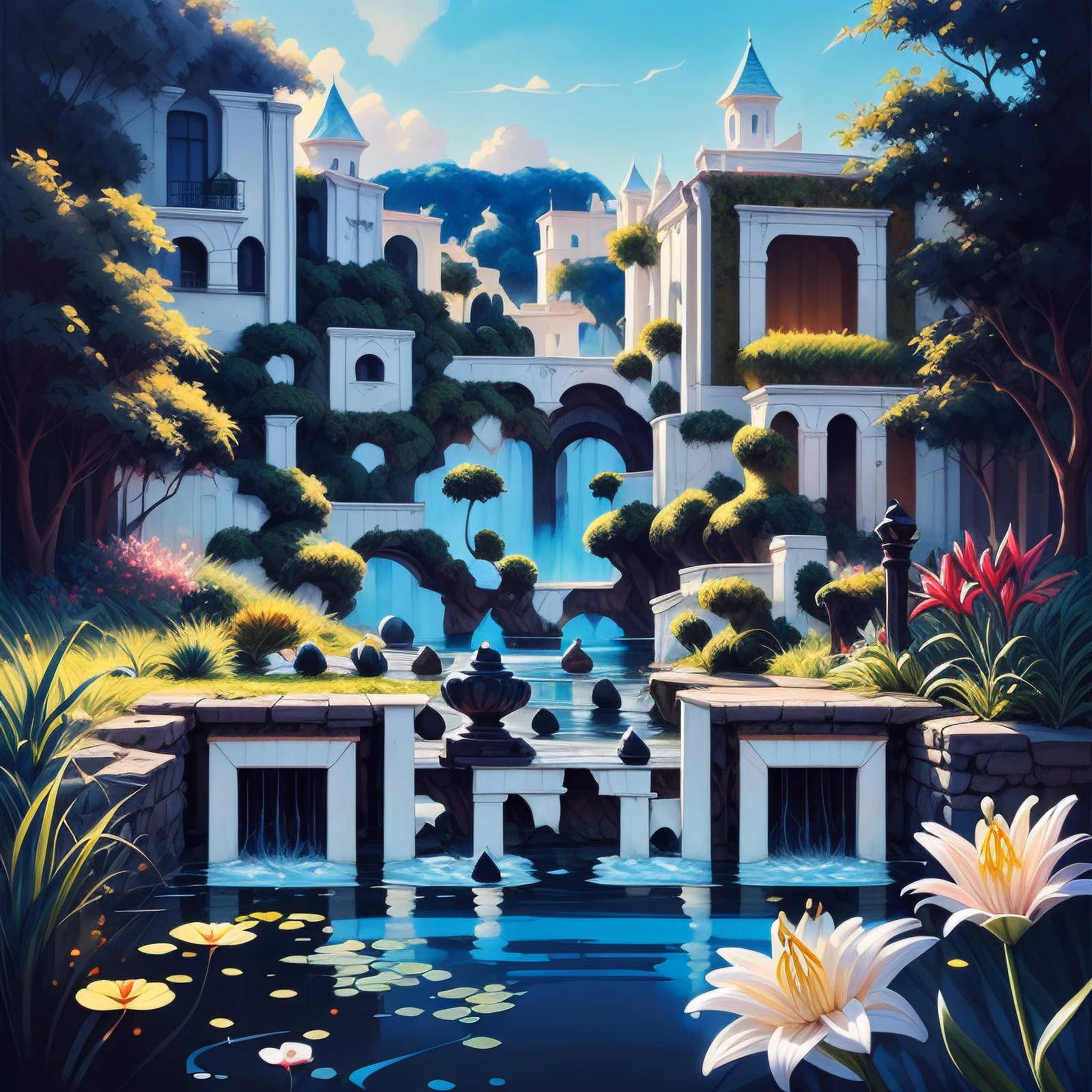 Magical Lily Pond Palace Garden QR Code Art — image 1