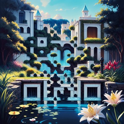 Magical Lily Pond Palace Garden QR Code Art