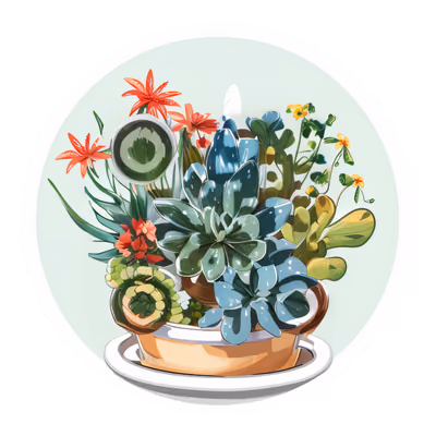 Potted Succulent Vector Illustration QR Code for Stickers — image 1