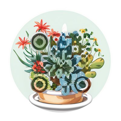 Potted Succulent Vector Illustration QR Code for Stickers