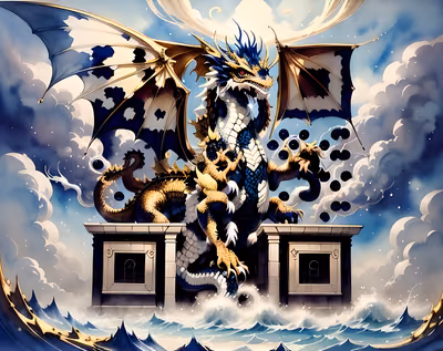 Celestial Dragon Watercolor Fantasy QR Code for Posters — image 1