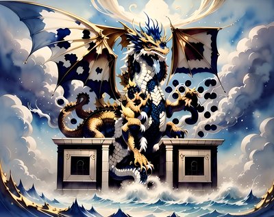 Celestial Dragon Watercolor Fantasy QR Code for Posters